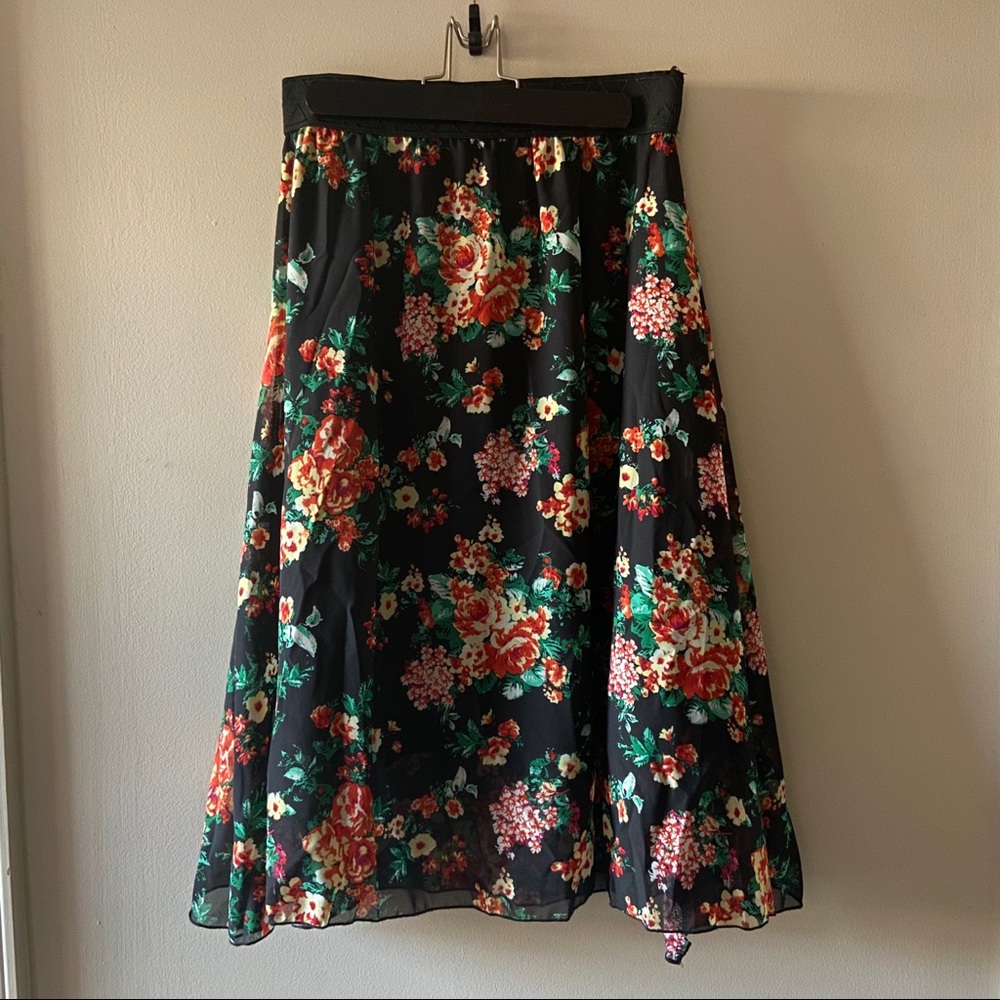 Lularoe Lola Skirt Floral Chiffon Midi